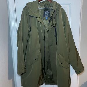 Vince Camuto Olive Hooded Raincoat XXL